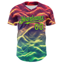 Load image into Gallery viewer, Custom Black Neon Green-Royal 3D Pattern Design Rave Psychedelic Tiny Spot Authentic Baseball Jersey