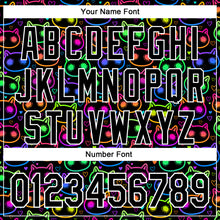 Load image into Gallery viewer, Custom Black White 3D Pattern Design Rave Psychedelic Neon Cartoon Cat Authentic Baseball Jersey