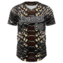 Load image into Gallery viewer, Custom Black White 3D Pattern Design Rave Psychedelic Snakeskin Authentic Baseball Jersey