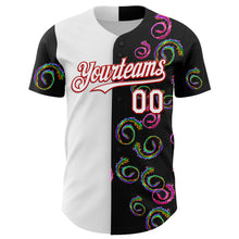 Load image into Gallery viewer, Custom Black White-Red 3D Pattern Design Liquid Splatter Authentic Baseball Jersey