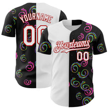 Load image into Gallery viewer, Custom Black White-Red 3D Pattern Design Liquid Splatter Authentic Baseball Jersey