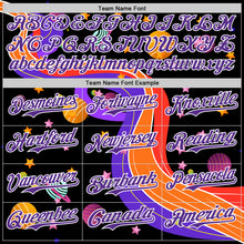 Load image into Gallery viewer, Custom Black Purple-White 3D Pattern Design Space Galaxy Star Authentic Baseball Jersey