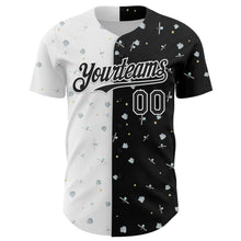 Load image into Gallery viewer, Custom Black White 3D Pattern Design Space Satellite Authentic Baseball Jersey