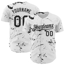Load image into Gallery viewer, Custom White Black 3D Pattern Design Graffiti Splash Ink Authentic Baseball Jersey