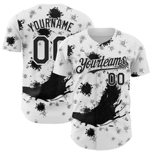 Load image into Gallery viewer, Custom White Black 3D Pattern Design Graffiti Splash Ink Authentic Baseball Jersey