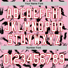 Load image into Gallery viewer, Custom Light Pink White-Red 3D Pattern Design Graffiti Ink Brush Stroke Authentic Baseball Jersey