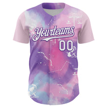 Load image into Gallery viewer, Custom Purple White 3D Pattern Design Constellation Space Galaxy Star Authentic Baseball Jersey