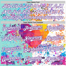 Load image into Gallery viewer, Custom White Ice Blue-Purple 3D Pattern Design Graffiti Splash Authentic Baseball Jersey