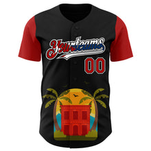 Load image into Gallery viewer, Custom Black Red White-Cuban Flag 3D Cuba Authentic Baseball Jersey
