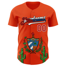 Load image into Gallery viewer, Custom Orange Red White Cuban Flag-Black 3D Cuba Authentic Baseball Jersey