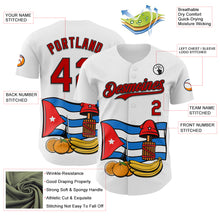 Load image into Gallery viewer, Custom White Red-Black 3D Cuba Cuban Flag Authentic Baseball Jersey