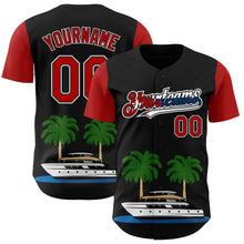 Load image into Gallery viewer, Custom Black Red White-Cuban Flag 3D Cuba Authentic Baseball Jersey