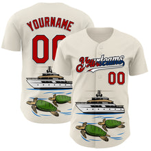 Load image into Gallery viewer, Custom Cream Red Black White-Cuban Flag 3D Cuba Authentic Baseball Jersey