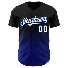 Load image into Gallery viewer, Custom Black White-Royal 3D Gradient Square Shape Authentic Baseball Jersey