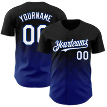 Load image into Gallery viewer, Custom Black White-Royal 3D Gradient Square Shape Authentic Baseball Jersey