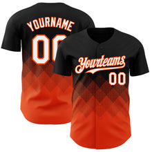 Load image into Gallery viewer, Custom Black White-Orange 3D Gradient Square Shape Authentic Baseball Jersey