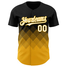 Load image into Gallery viewer, Custom Black White-Gold 3D Gradient Square Shape Authentic Baseball Jersey
