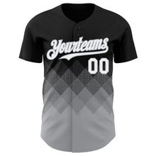 Load image into Gallery viewer, Custom Black White-Gray 3D Gradient Square Shape Authentic Baseball Jersey