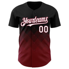 Load image into Gallery viewer, Custom Black White-Crimson 3D Gradient Square Shape Authentic Baseball Jersey
