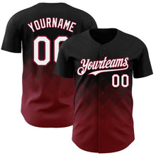 Load image into Gallery viewer, Custom Black White-Crimson 3D Gradient Square Shape Authentic Baseball Jersey
