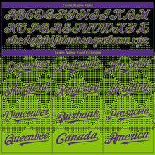 Load image into Gallery viewer, Custom Black Purple-Neon Green 3D Gradient Square Shape Authentic Baseball Jersey