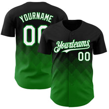 Load image into Gallery viewer, Custom Black White-Grass Green 3D Gradient Square Shape Authentic Baseball Jersey