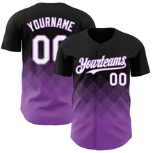 Load image into Gallery viewer, Custom Black White-Medium Purple 3D Gradient Square Shape Authentic Baseball Jersey