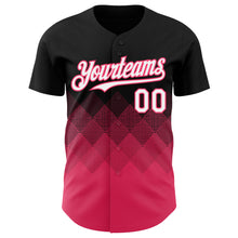 Load image into Gallery viewer, Custom Black White-Neon Pink 3D Gradient Square Shape Authentic Baseball Jersey