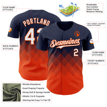 Load image into Gallery viewer, Custom Navy White-Orange 3D Gradient Square Shape Authentic Baseball Jersey