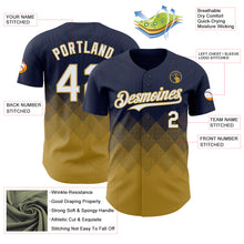 Load image into Gallery viewer, Custom Navy White-Old Gold 3D Gradient Square Shape Authentic Baseball Jersey