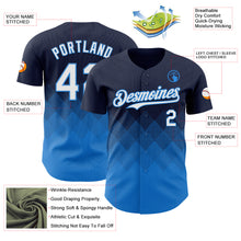 Load image into Gallery viewer, Custom Navy White-Electric Blue 3D Gradient Square Shape Authentic Baseball Jersey