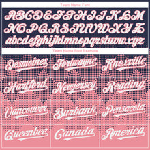 Load image into Gallery viewer, Custom Navy Medium Pink 3D Gradient Square Shape Authentic Baseball Jersey