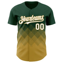 Load image into Gallery viewer, Custom Green White-Old Gold 3D Gradient Square Shape Authentic Baseball Jersey