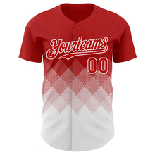 Load image into Gallery viewer, Custom Red White 3D Gradient Square Shape Authentic Baseball Jersey