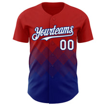 Load image into Gallery viewer, Custom Red White-Royal 3D Gradient Square Shape Authentic Baseball Jersey