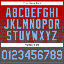 Load image into Gallery viewer, Custom Red Light Blue-Steel Gray 3D Gradient Square Shape Authentic Baseball Jersey