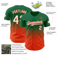 Load image into Gallery viewer, Custom Kelly Green White-Orange 3D Gradient Square Shape Authentic Baseball Jersey