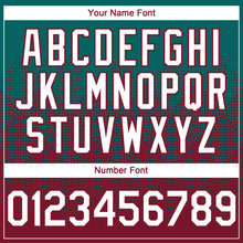 Load image into Gallery viewer, Custom Teal White-Crimson 3D Gradient Square Shape Authentic Baseball Jersey