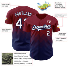 Load image into Gallery viewer, Custom Crimson White-Navy 3D Gradient Square Shape Authentic Baseball Jersey