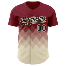 Load image into Gallery viewer, Custom Crimson Black-Cream 3D Gradient Square Shape Authentic Baseball Jersey