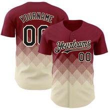 Load image into Gallery viewer, Custom Crimson Black-Cream 3D Gradient Square Shape Authentic Baseball Jersey