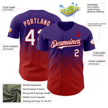 Load image into Gallery viewer, Custom Purple White-Red 3D Gradient Square Shape Authentic Baseball Jersey