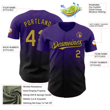 Load image into Gallery viewer, Custom Purple Old Gold-Black 3D Gradient Square Shape Authentic Baseball Jersey
