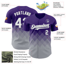 Load image into Gallery viewer, Custom Purple White-Gray 3D Gradient Square Shape Authentic Baseball Jersey