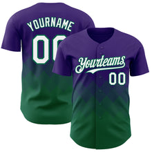 Load image into Gallery viewer, Custom Purple White-Kelly Green 3D Gradient Square Shape Authentic Baseball Jersey