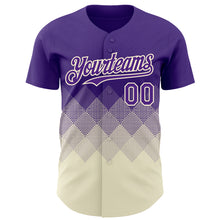 Load image into Gallery viewer, Custom Purple Cream 3D Gradient Square Shape Authentic Baseball Jersey
