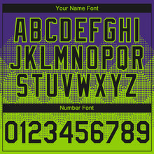 Load image into Gallery viewer, Custom Purple Black-Neon Green 3D Gradient Square Shape Authentic Baseball Jersey