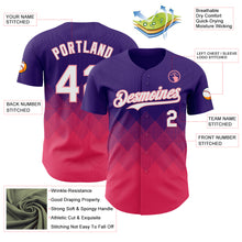 Load image into Gallery viewer, Custom Purple White-Neon Pink 3D Gradient Square Shape Authentic Baseball Jersey