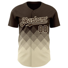 Load image into Gallery viewer, Custom Brown Cream 3D Gradient Square Shape Authentic Baseball Jersey