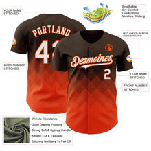 Load image into Gallery viewer, Custom Brown White-Orange 3D Gradient Square Shape Authentic Baseball Jersey